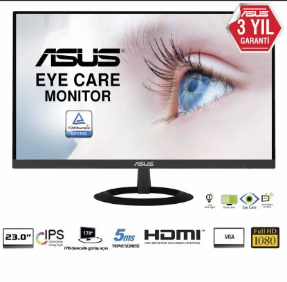 ASUS VZ239HE 23 IPS ULTRA SLIM 1920x1080 1MS 75HZ HDMI VGA 3YIL EYECARE PLUS,FLICKER,DUSUK MAVI ISIK Monitör resmi