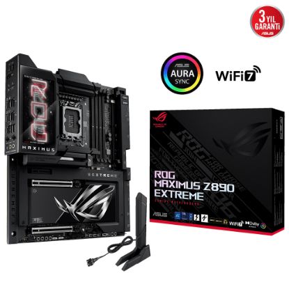 ASUS MB ROG MAXIMUS Z890 EXTREME INTEL Z890 LGA1851 DDR5 8800 HDMI 2XTHUNDERBOLT 5 6X M2 USB3.2 WIFI 7 + BT AURA RGB 10GBİT + 2.5GBIT LAN ATX 24+1+2+2 GÜÇ AŞAMALARI THUNDERBOLT 5 LCD EKRAN resmi