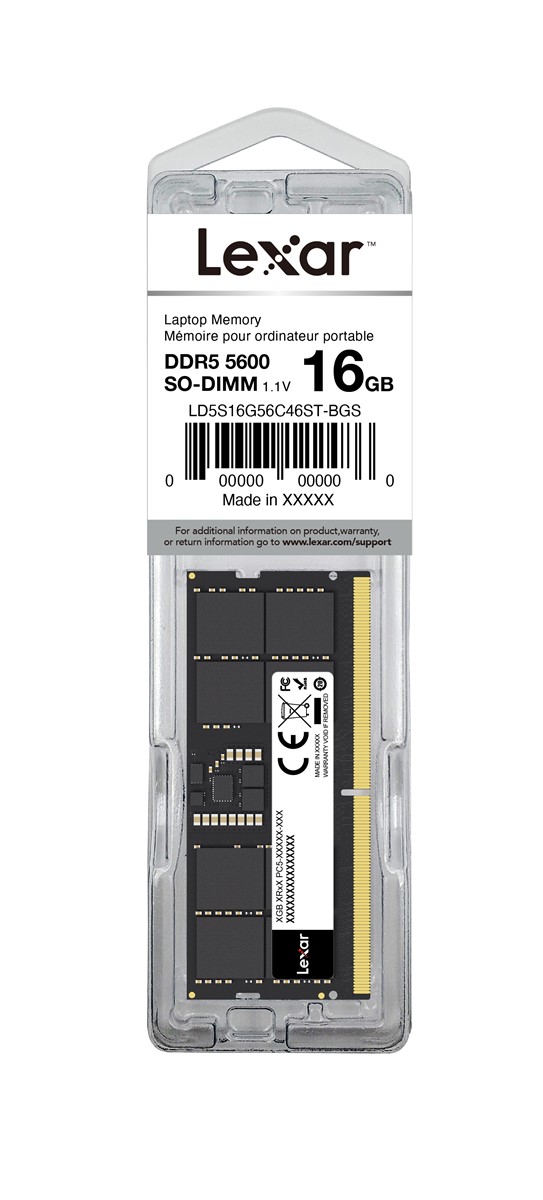 LEXAR RAM NB DDR5 SO-DIMM 16GB 262 PIN 5600MBPS CL46 1.1V- BLISTER PACKAGE LD5S16G56C46ST-BGS resmi