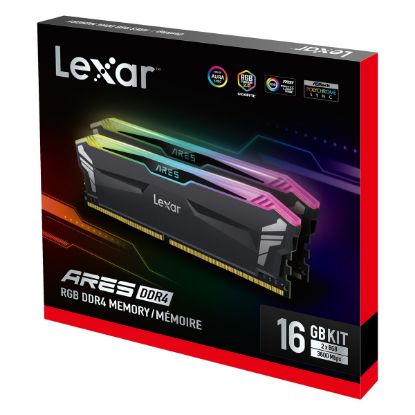 LEXAR ARES RAM DT GAMING DDR4 UDIMM 16GB KIT (2x8GB) 3600 MEMORY WITH HEATSINK AND RGB LIGHTING BLACK COLOR DUAL PACK LD4BU008G-R3600GDLA resmi