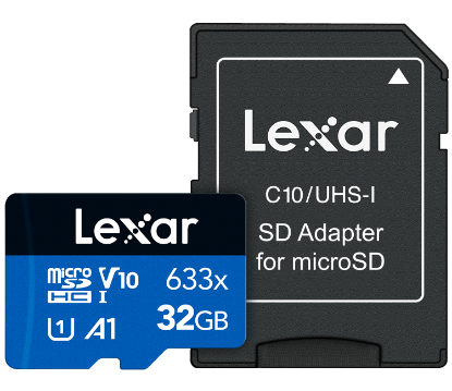 LEXAR 32GB LSDMI32GBB633A 633X MIKRO SDHC UHS-I WITH SD ADAPTER 100MB/S OKUMA 20MB/S YAZMA C10 A1 V10 U1 resmi