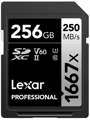 LEXAR 256GB LSD256CB1667 SD PROFESSIONAL 1667X SDXC UHS-II CARDS UP TO 250MB/S READ 120MB/S WRITE C10 V60 U3 resmi