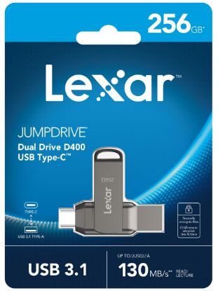 LEXAR 256GB LJDD400256G-BNQNG USB BELLEK DUAL TYPE-C AND TYPE-A USB 3.1 FLASH DRIVE UP TO 130MB/S READ resmi