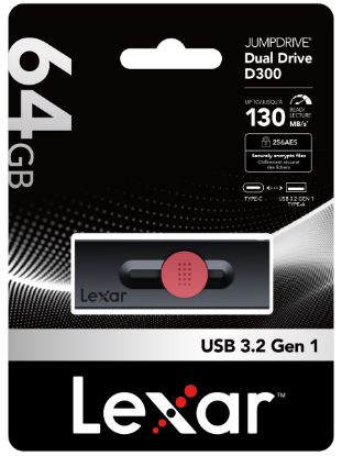 LEXAR 64GB LJDD300064G-BNBNG USB BELLEK DUAL TYPE-C AND TYPE-A USB 3.2 FLASH DRIVE UP TO 130MB/S READ resmi