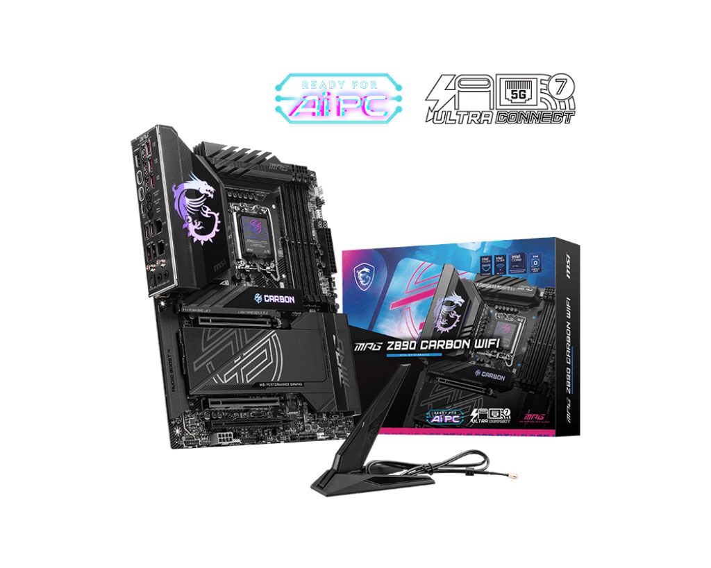 MSI MB MPG Z890 CARBON WIFI SOKET 1851 DDR5 9200MHZ(OC) USB 20Gbps 5xM.2 2xTB4 HDMI DISPLAY 1x5G 1x 2,5 LAN WIFI 7 ATX resmi