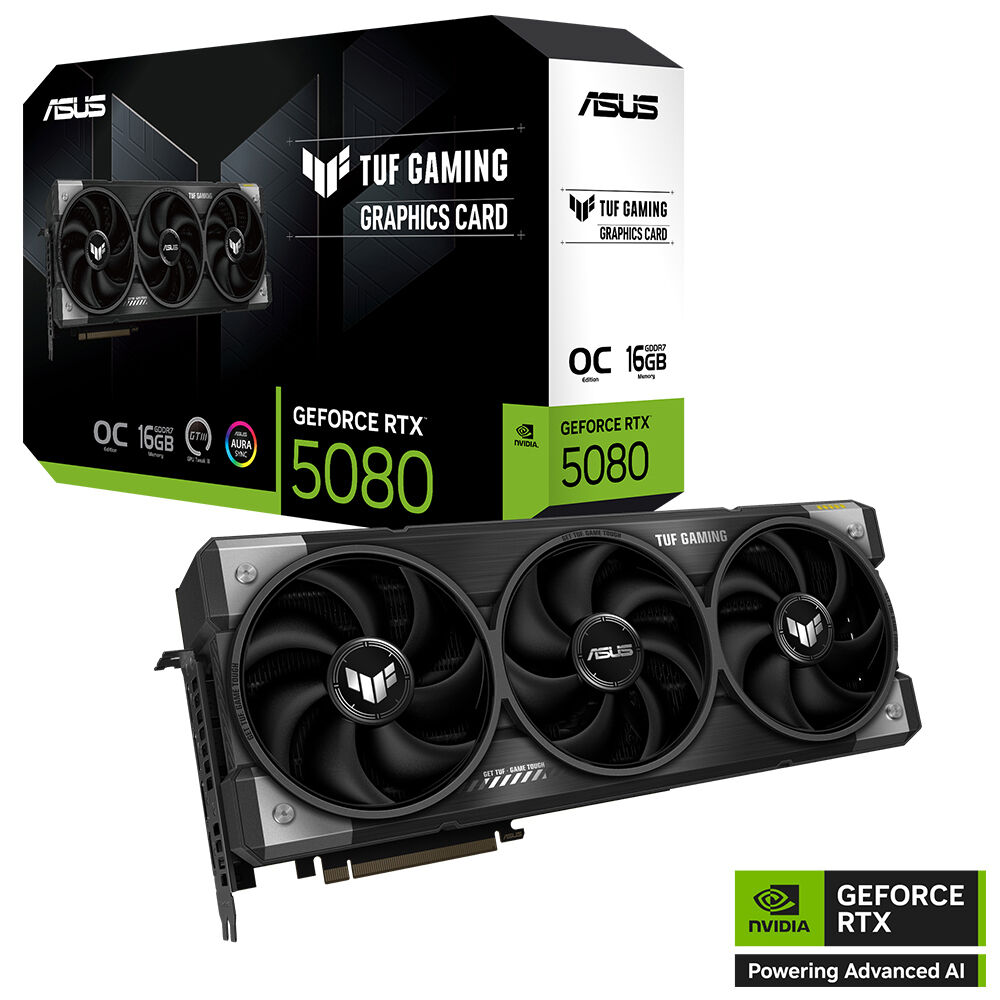 ASUS-TUF-RTX5080-O16G-GAMING-NVIDIA-GEFORCE-RTX 5080-16GB GDDR7-256bit--OC-2xHDMI-3xDP-RGB-DLSS4 EKRAN KARTI resmi