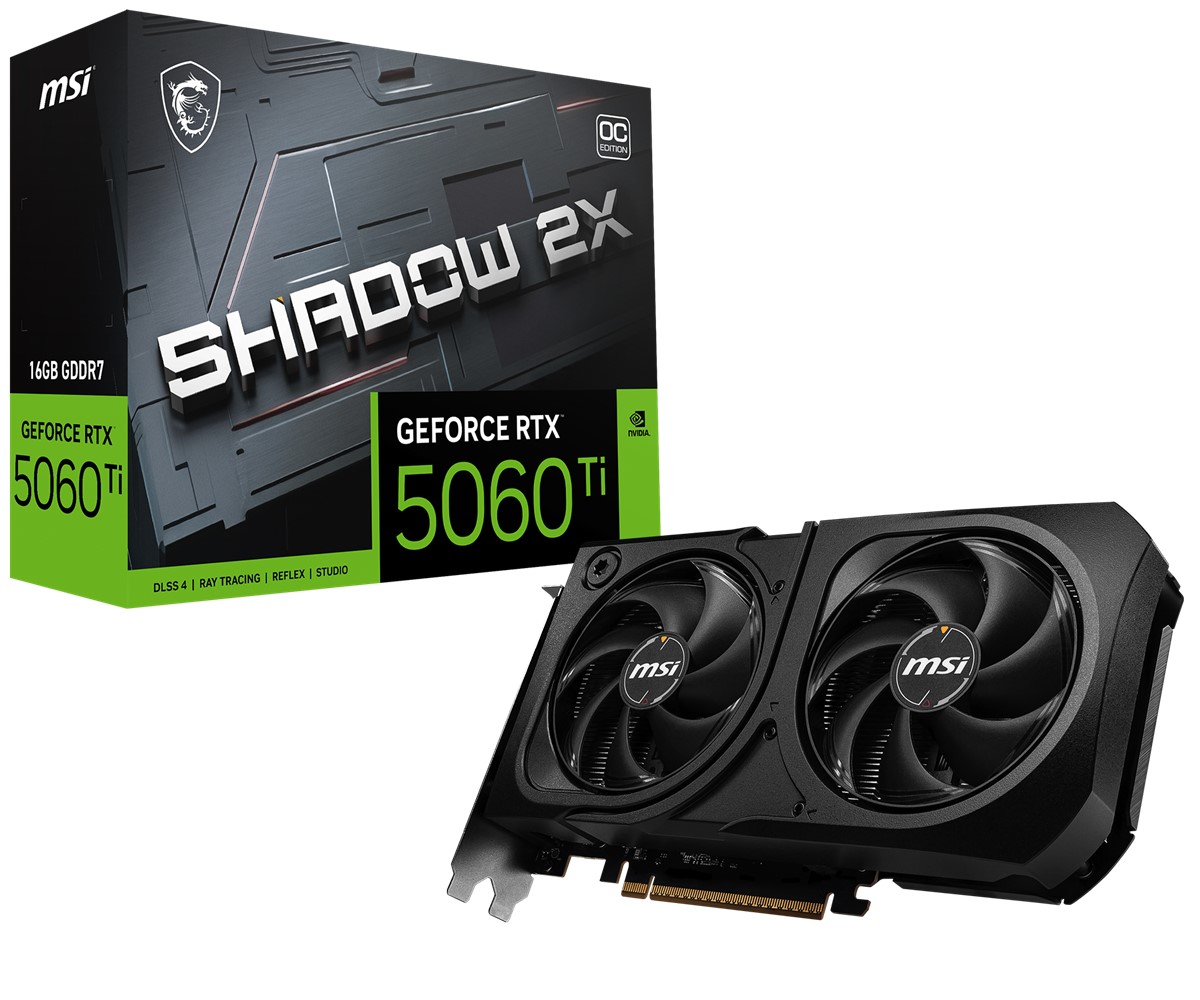MSI VGA GEFORCE RTX 5060 TI 16G SHADOW 2X OC PLUS RTX5060TI 16GB GDDR7 128B DX12 PCIE 5.0 X16 (3XDP 1XHDMI) resmi