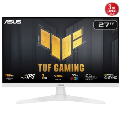 ASUS TUF GAMING VG279Q3A-W 27 FAST IPS FreeSync Premium BEYAZ 1920x1080 1ms 180Hz 250cd DP HDMI Hoparlör VESA 3YIL 99% sRGB ELMB MONİTÖR resmi