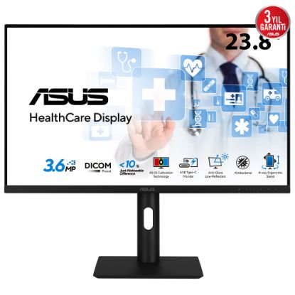 ASUS Sağlık HA2441A 23.8 IPS 2560x1440 5ms 75Hz 300cd DP HDMI USB-C VESA 3YIL AGLR DICOM Bölüm 14 GSDF DICOM Ön Ayarı Otomatik Kalibrasyon JND < %10 Antibakteriyel Kaplama USB-C HDMI DisplayPort Papatya Dizilimi İşlevi Ergonomik Stant resmi
