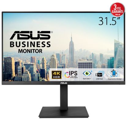 ASUS KURUMSAL VA32UQSB 31.5 IPS 3840x2160 4ms 60Hz 350cd DP HDMI USB Hoparlör VESA 3YIL Flicker Free Mavi Işık Filtresi Ergonomik Tasarım resmi