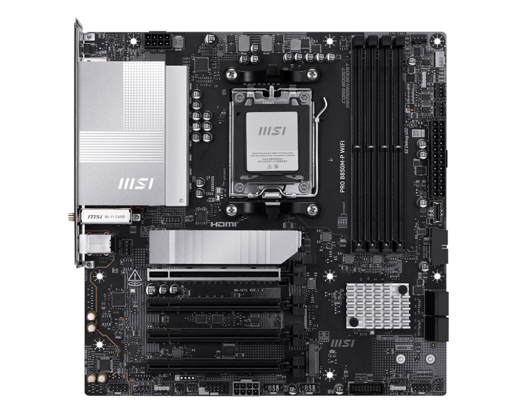 MSI MB PRO B850M-P WIFI AM5 DDR5 8200MHZ(OC) HDMI DP 3x M.2 USB 10Gbs 5G LAN WI-FI 7 mATX resmi