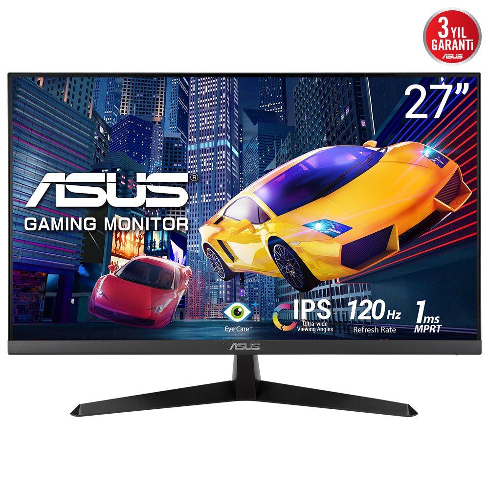 ASUS VY279HGR 27 IPS 1920x1080 1ms 120Hz 250cd HDMI VGA VESA 3YIL EYECARE PLUS FLICKER-FREE ÇERÇEVESİZ DÜŞÜK MAVİ IŞIK Antibakteriyel Kaplama MONİTÖR resmi