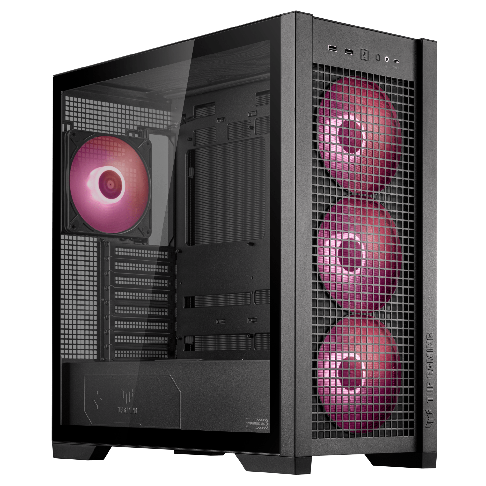 ASUS TUF GAMING GT302 TG ARGB MAKSİMUM SOĞUTMA SÖK TAK ÜST VE YAN PANELLER GİZLENMİŞ ANAKART BAĞLANTI DESTEĞİ 4 ADET 140 X 28 MM FAN E ATX 12x10.9 ATX Micro-ATX MiniATX SİYAH KASA resmi
