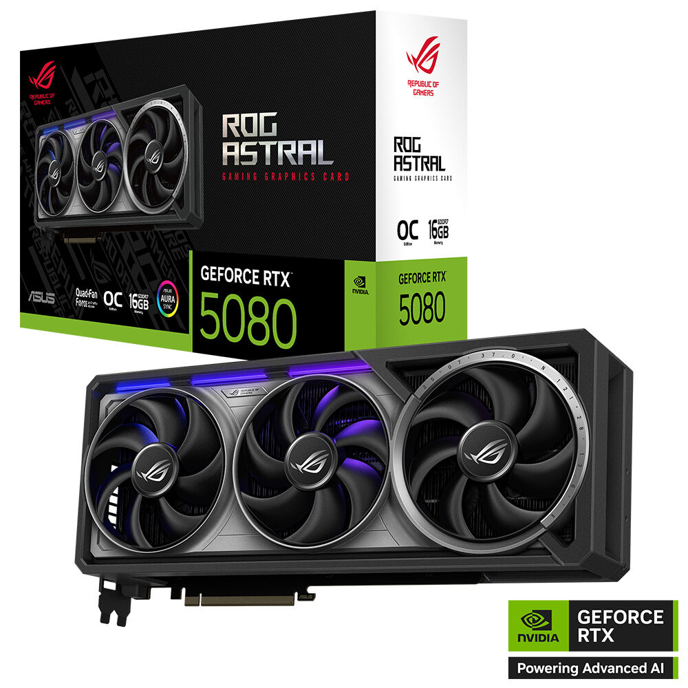 ASUS VGA ROG-ASTRAL-RTX5080-O16G-GAMING-NVIDIA-GEFORCE-RTX 5080-16GB GDDR7-256bit--OC-2xHDMI-3xDP-RGB-DLSS4 EKRAN KARTI resmi
