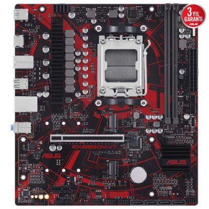 ASUS MB EX-B650M-V7 AMD B650 AM5 DDR5 6400 HDMI 2x M2 USB3.2 2.5Gbit LAN mATX ASUS MB 5X PROTECTION III, ASUS MB iCafe labs sertifikalı resmi