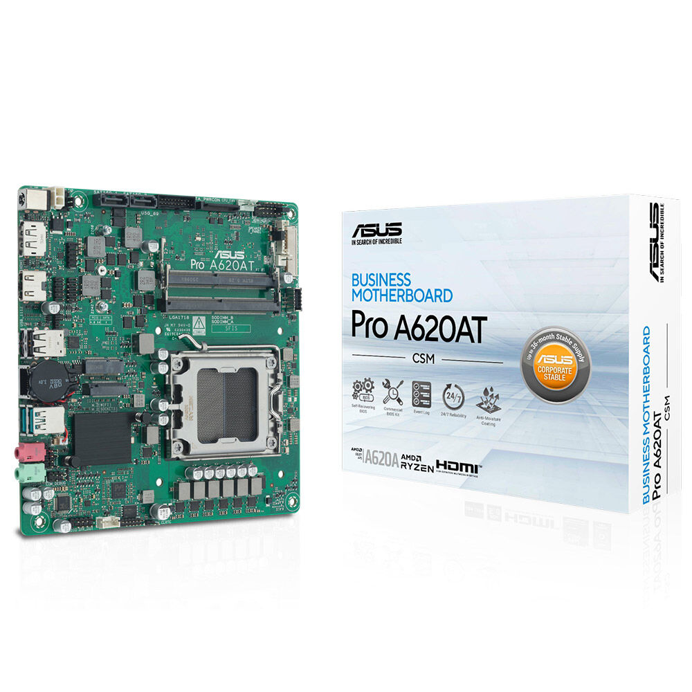 ASUS MB PRO A620AT-CSM AMD A620 AM5 DDR5 6400 DP HDMI M2 USB3.2 Thin Mini ITX LVDS Bağlantı, ASUS MB Control Center Express Lisansı resmi