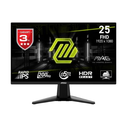 MSI 24.5 MAG 255F E20 1920x1080 (FHD) 16:9 FLAT RAPID IPS 200HZ 0.5MS (GTG) FREESYNC PREMIUM GAMING MONITOR resmi