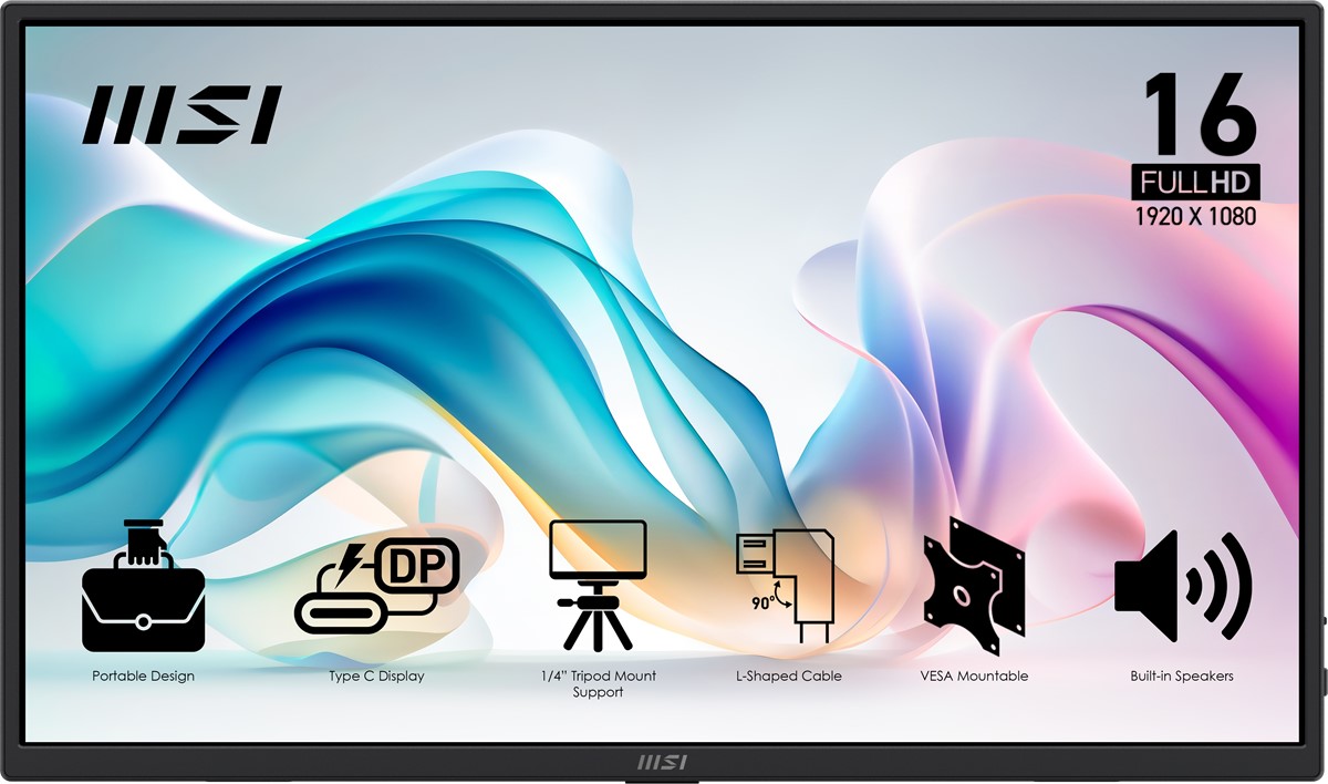 MSI 15.6 PRO MP165 E6 1920x1080 (FHD) 16:9 FLAT IPS 60HZ 4MS PORTATIF MONITOR resmi
