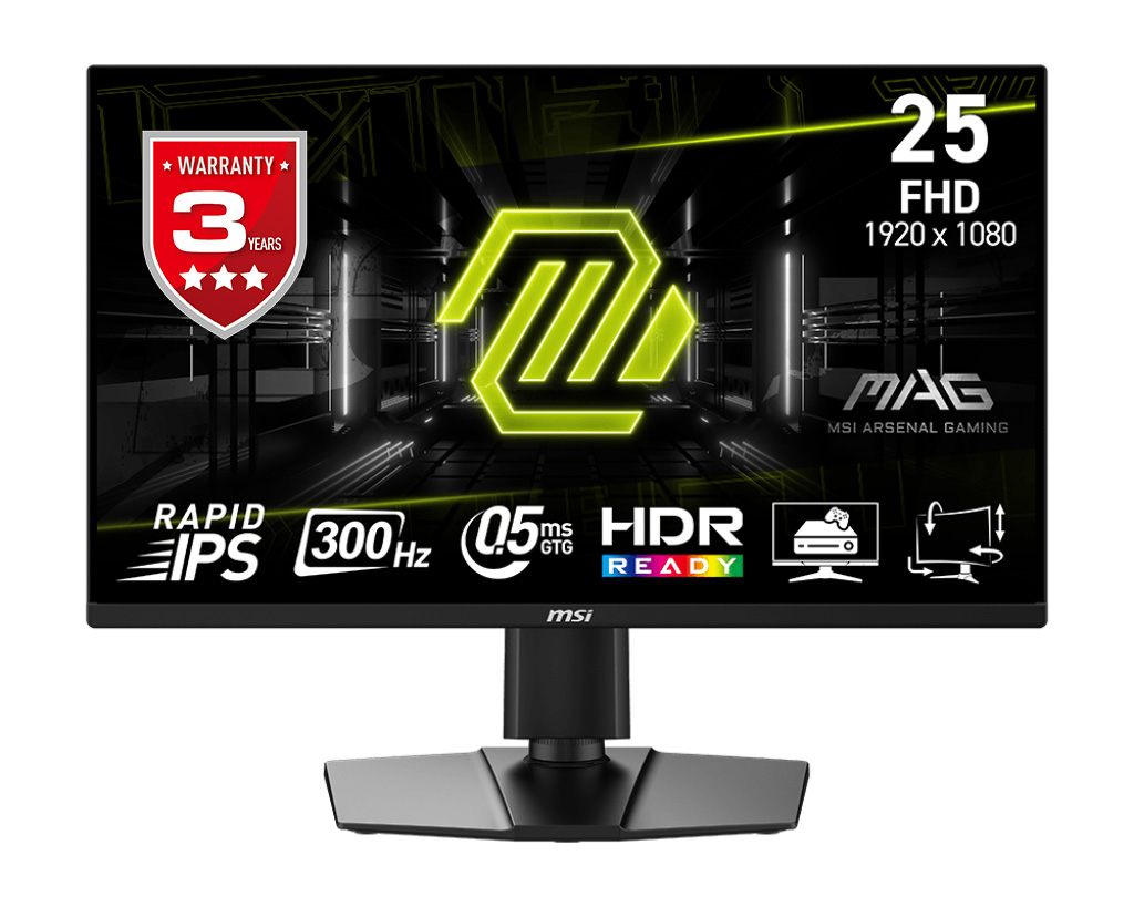 MSI 24.5" MAG 255PXF 1920x1080 (FHD) 16:9 FLAT RAPID IPS 300HZ 0.5MS (GTG) FREESYNC PREMIUM PIVOT GAMING MONITOR resmi