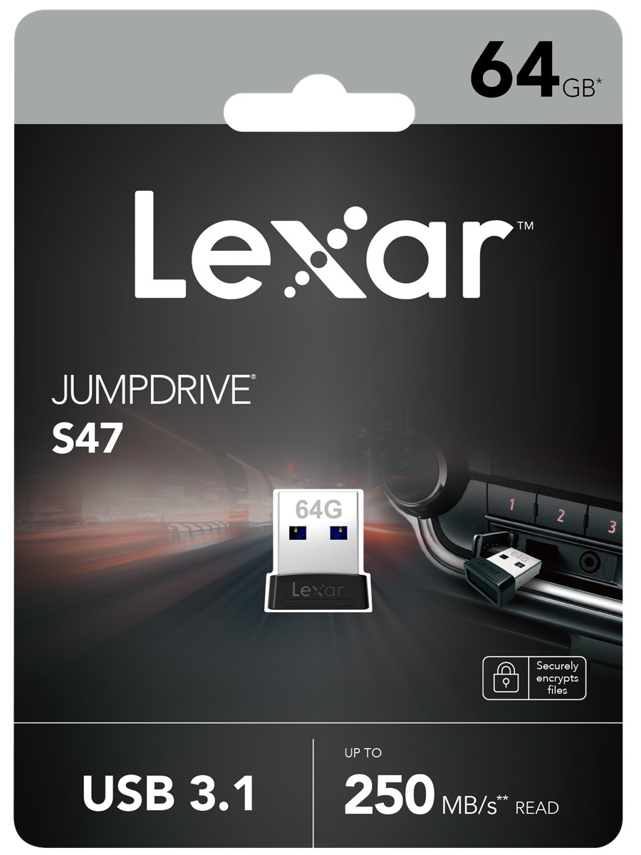 LEXAR 64GB LJDS47-64GABBK USB BELLEK JUMPDRIVE USB 3.1 S47 64GB BLACK PLASTIC HOUSING UP TO 250MB/S resmi