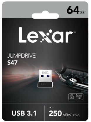 LEXAR 64GB LJDS47-64GABBK USB BELLEK JUMPDRIVE USB 3.1 S47 64GB BLACK PLASTIC HOUSING UP TO 250MB/S resmi