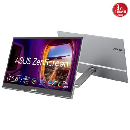 ASUS ZenScreen MQ16AHE 15.6 OLED 1920x1080 1ms 60Hz 400cd Mini-HDMI USB-C 3YIL %100 DCI-P3  1 ms Tepki Süresi  HDR-10  USB Type-C  Mini HDMI  Yakınlık Sensörü  360° stant  Flicker Free  Düşük Mavi Işık MONİTÖR resmi