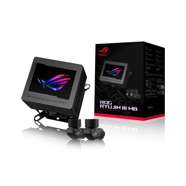 ASUS ROG RYUJIN III WB CPU SU BLOĞU, TAM RENKLİ 3.5 İNÇ LCD EKRAN, GÖMÜLÜ VRM FANI, 178 MİKRO SOĞUTMA KANADI VE BAKIR ALAŞIMLI SOĞUK PLAKA SOĞUTMA TEKNOLOJİSİ İLE ASETEK VE ROG BAĞLANTI PARÇALARI 6 YIL GARANTİ resmi
