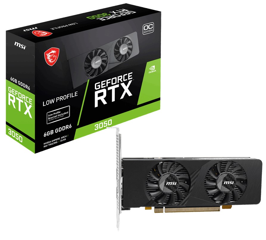 MSI VGA GEFORCE RTX 3050 LP E 6G OC RTX3050 6GB GDDR6 96B DX12 PCIE 4.0 X8 (1XDP 2XHDMI) resmi