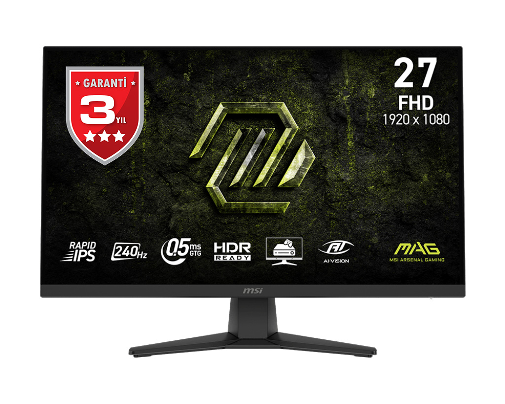 MSI 27 MAG 272F X24 1920x1080 (FHD) 16:9 FLAT RAPID IPS 240HZ 0.5MS (GTG) ADAPTIVE SYNC GAMING MONITOR resmi