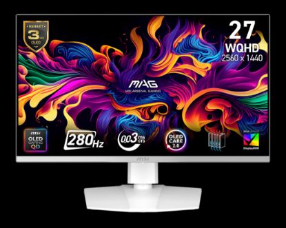 MSI 26.5 MAG 272QPW QD-OLED X28 2560x1440 (WQHD) 16:9 FLAT QD-OLED 280HZ 0.03MS FREESYNC PREMIUM PRO PIVOT BEYAZ GAMING MONITOR resmi