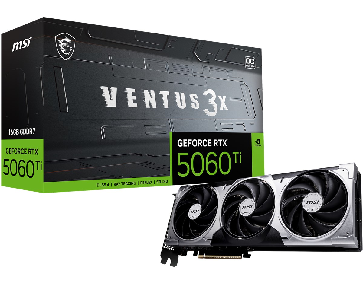 MSI VGA GEFORCE RTX 5060 TI 16G VENTUS 3X OC RTX5060TI 16GB GDDR7 128B DX12 PCIE 5.0 X16 (3XDP 1XHDMI) resmi