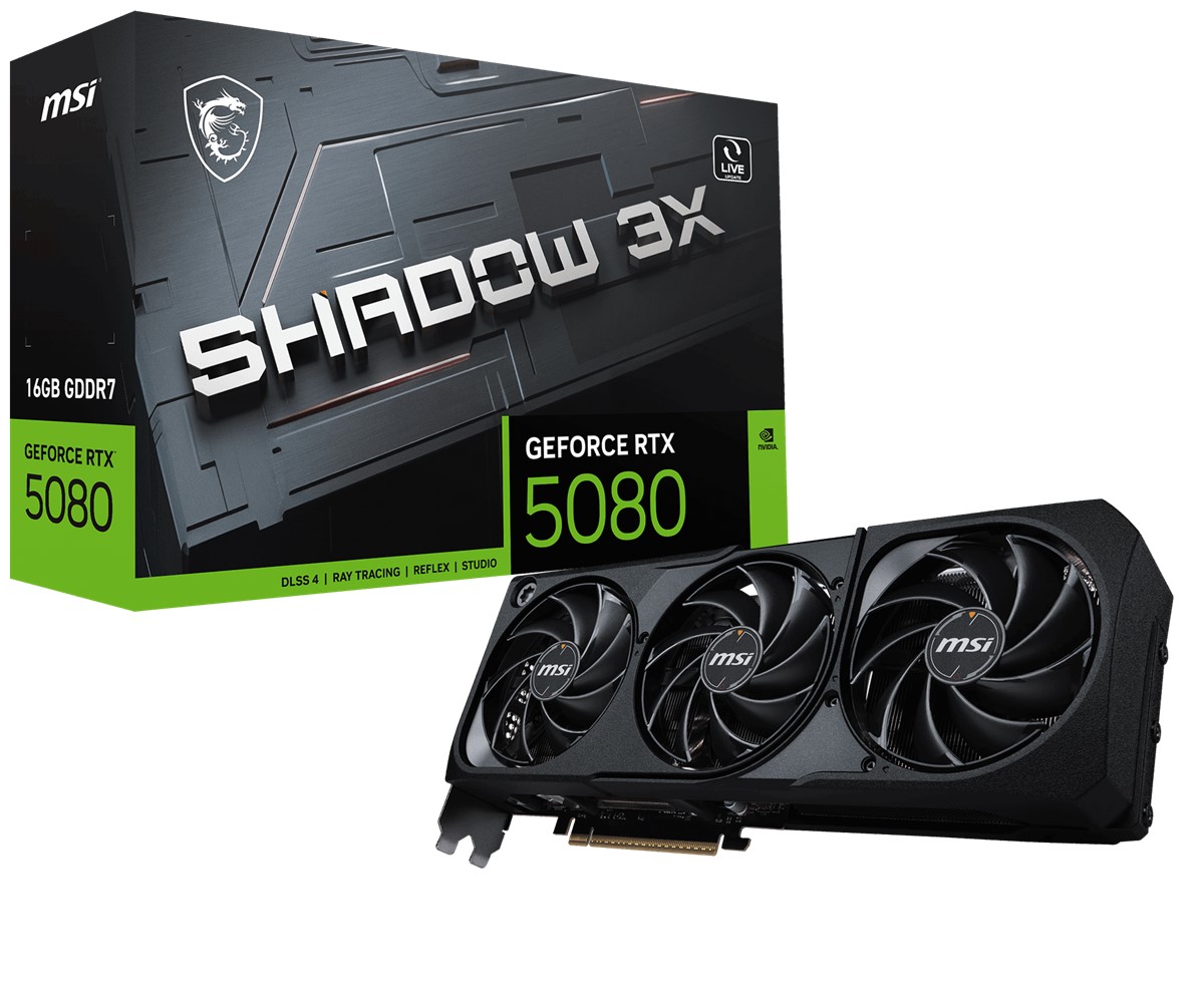 MSI VGA GEFORCE RTX 5080 16G SHADOW 3X OC RTX5080 16GB GDRR7 256 B DX12 PCIE 5.0 X16 (3XDP 1XHDMI) resmi