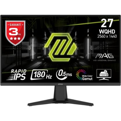 MSI 27 MAG 275QF 2560x1440 (WQHD) 16:9 FLAT RAPID IPS 180HZ 0.5MS ADAPTIVE-SYNC GAMING MONITOR resmi