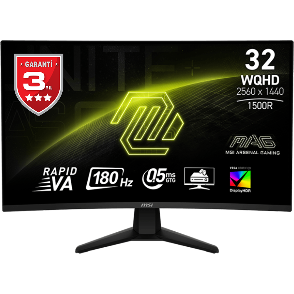 MSI 31.5 MAG 32CQ6F 2560x1440 (WQHD) 16:9 CURVE 1500R RAPID VA 180HZ 1MS ADAPTIVE-SYNC GAMING MONITOR resmi