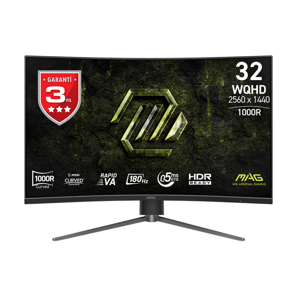 MSI 31.5 MAG 325CQPF E18 2560x1440 (WQHD) 16:09 CURVE 1000R RAPID VA 180HZ 0.5MS (Min.) ADAPTIVE-SYNC GAMING MONITOR resmi
