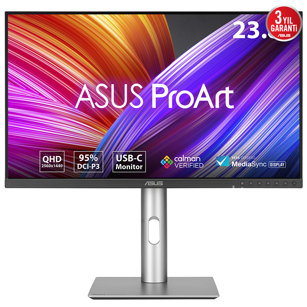ASUS ProArt PA24ACRV 23.8 4K IPS HDR400 2560 x 1440 5ms 75Hz 350cd DP HDMI USB-C Hoparlör VESA 3YIL 95% DCI-P3  Calman Verified  PD 96W PIVOT MONİTÖR resmi