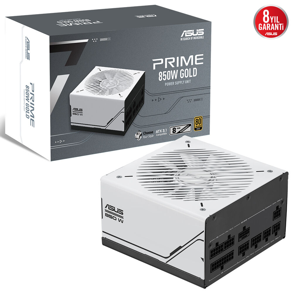 ASUS PRIME AP-850G 80+ GOLD 850W PCIe 5.1 ve ATX 3.1 UYUMLU 8 YIL GARANTİLİ MODÜLER GÜÇ KAYNAĞI resmi