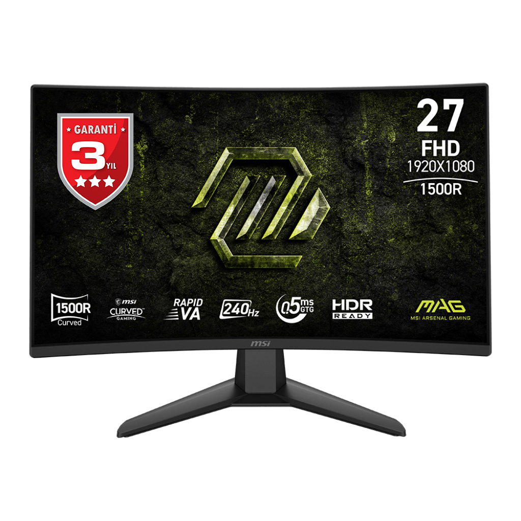 MSI 27 MAG 274CF X24 1920x1080 (FHD) 16:09 CURVE 1500R RAPID VA 240Hz 0.5MS (Min.) FREESYNC PREMIUM GAMING MONITOR resmi