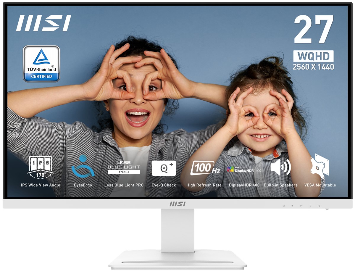MSI 27 PRO MP273QW E2 2560x1440 (WQHD) 16:9 FLAT IPS 100Hz 1MS ADAPTIVE-SYNC BEYAZ MONITOR resmi