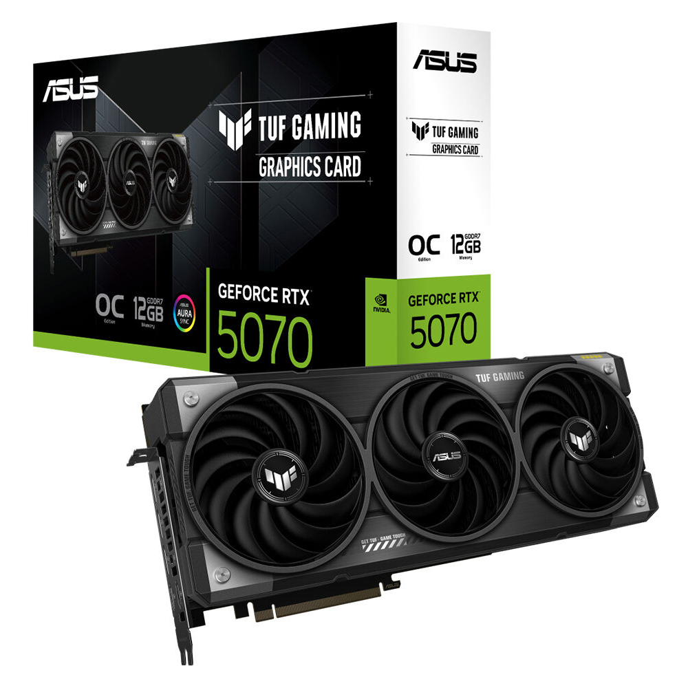 ASUS VGA TUF-RTX5070-O12G-GAMING-NVIDIA-GEFORCE-RTX 5070-12GB GDDR7-192bit--OC-2xHDMI-3xDP-RGB-DLSS4 EKRAN KARTI resmi