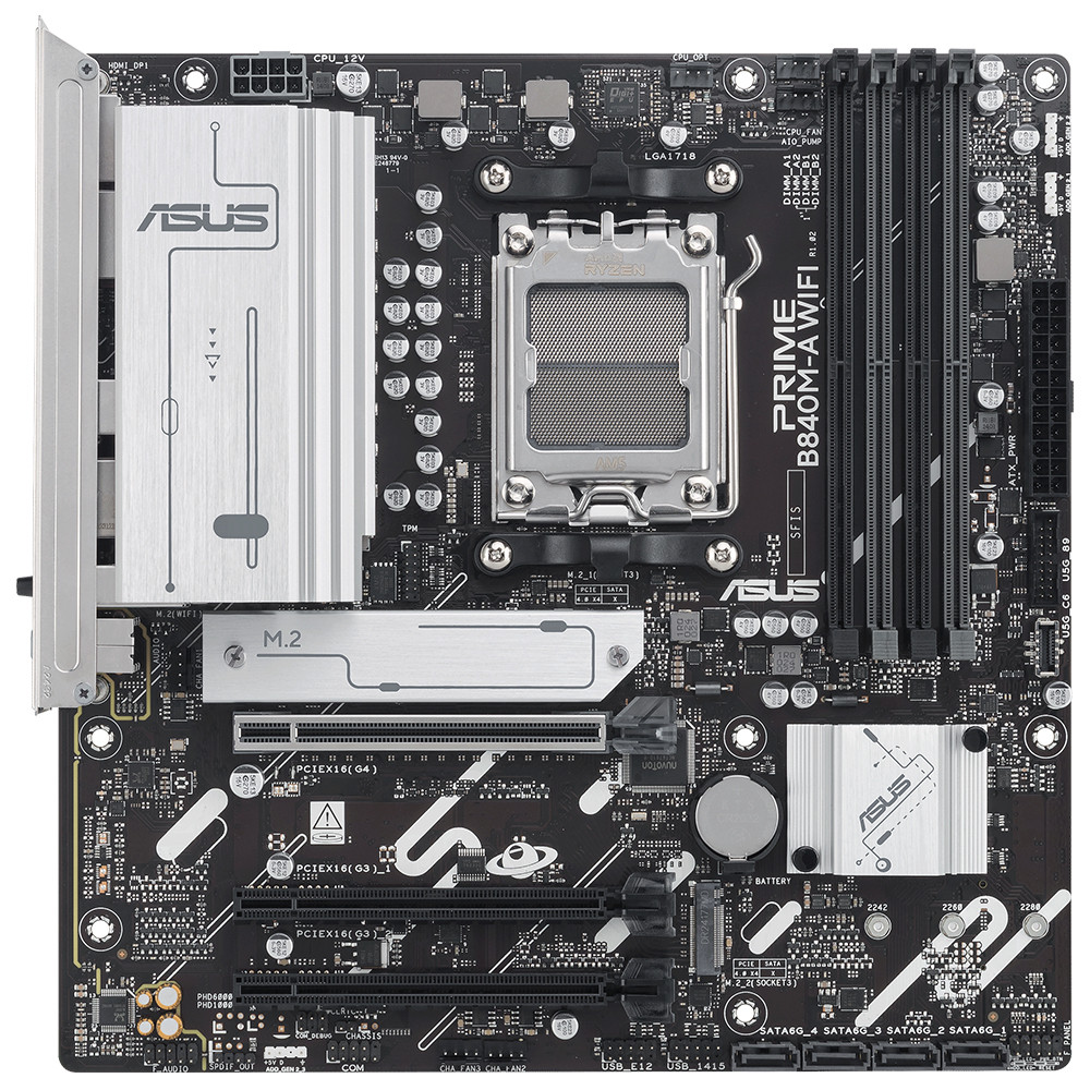 ASUS PRIME B840M-K AMD B840 AM5 DDR5 8000 HDMI ÇİFT M2 USB3.2 AURA RGB 2.5GBİT LAN MATX 8+2+1 GÜÇ AŞAMALARI ASUS 5X PROTECTION III READY FOR ADVANCED AI PC resmi