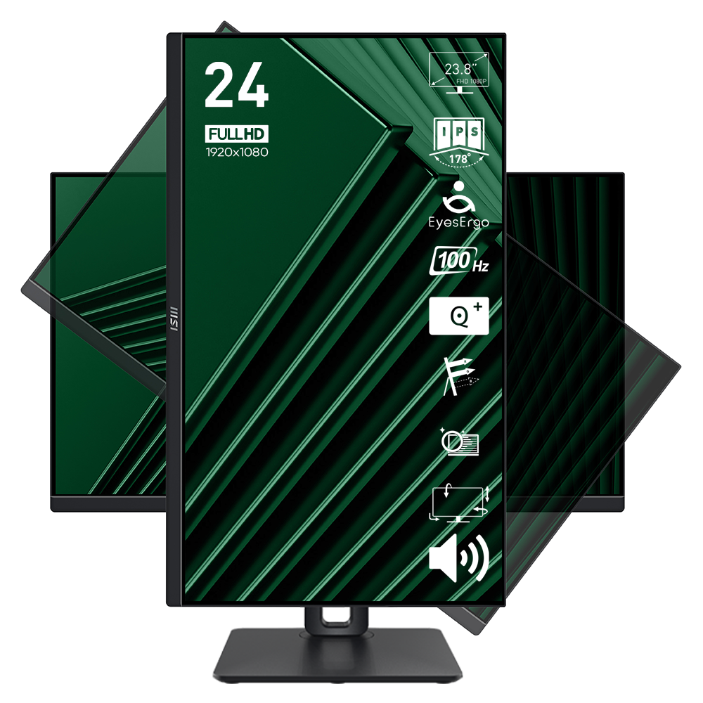 MSI 23.8 PRO MP245PG 1920x1080 (FHD) 16:9 FLAT IPS 100HZ 1MS ADAPTIVE-SYNC PIVOT MONITOR resmi