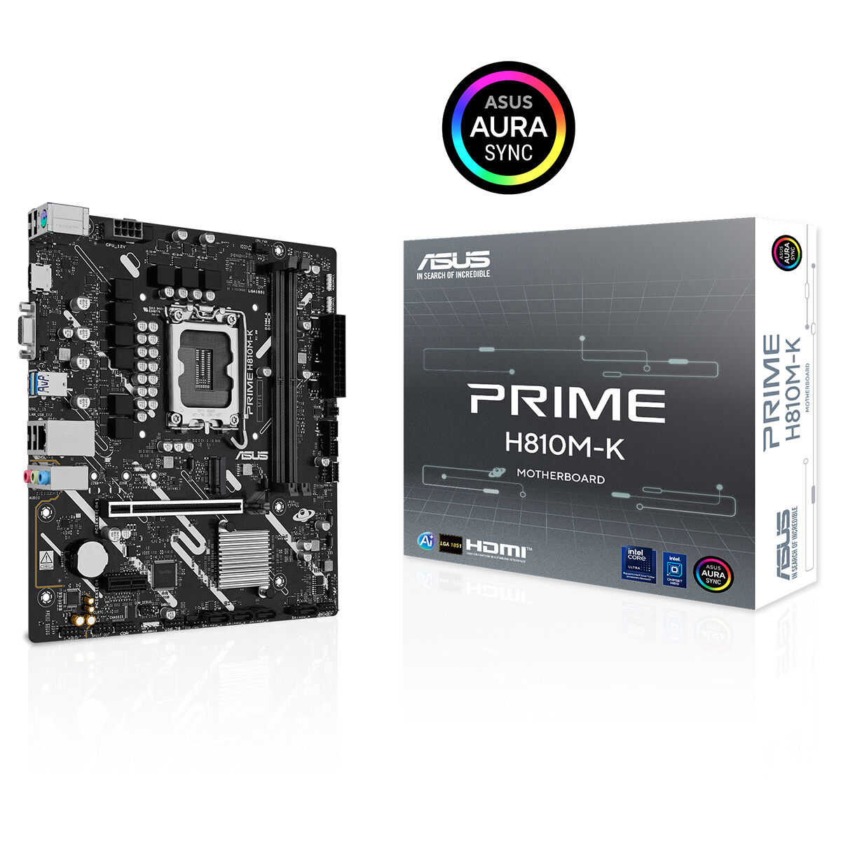ASUS PRIME H810M-K INTEL H810 LGA1851 DDR5 6400 HDMI VGA M2 USB3.2 AURA RGB MATX 6+1+1+1 GÜÇ AŞAMALARI 1 X USB 5GBPS USB TYPE-C BAŞLIĞI READY FOR ADVANCED AI PC resmi