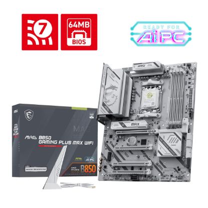MSI MB MAG B850 GAMING PLUS MAX WIFI AM5 DDR5 8200MHZ(OC) DP 3x M.2 USB 10Gbs 5G LAN WI-FI 7 ATX resmi