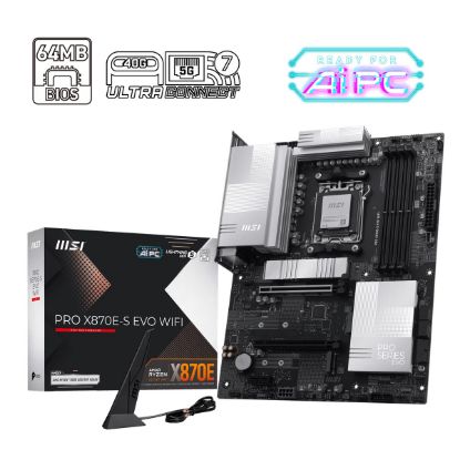 MSI MB PRO X870E-S EVO WIFI AM5 DDR5 8200MHZ(OC) 3x M.2 USB 40Gbps  Type-C DP HDMI 5G LAN WIFI 7 RGB ATX resmi