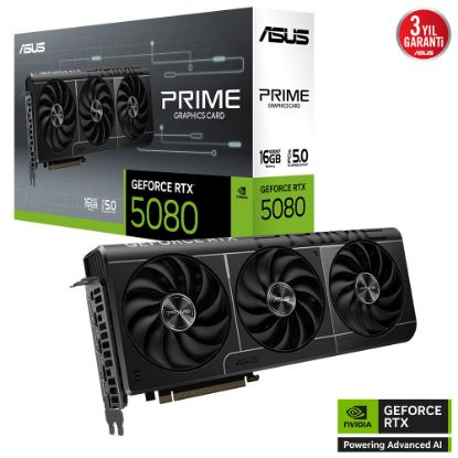 ASUS VGA PRIME-RTX5080-16G-NVIDIA-GEFORCE-RTX 5080-16GB GDDR7-256bit--OC-HDMI-3xDP-DLSS4 EKRAN KARTI resmi