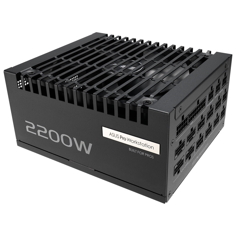 ASUS PRO WS 2200W PLATINUM PSU, GELİŞMİŞ GÜÇ DAĞITIMI VE DÖRT EKRAN KARTI DESTEĞİYLE AĞIR AI GÖREVLERİ İÇİN TASARLANMIŞTIR. resmi